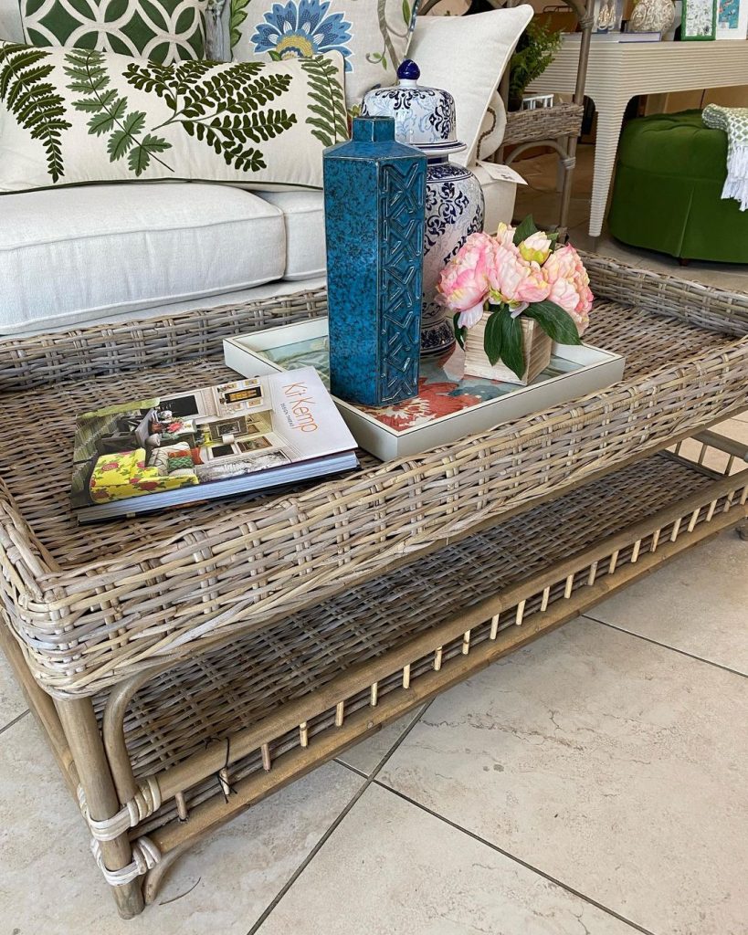 Our new kubu rattan coffee table and etagere are just perfect for